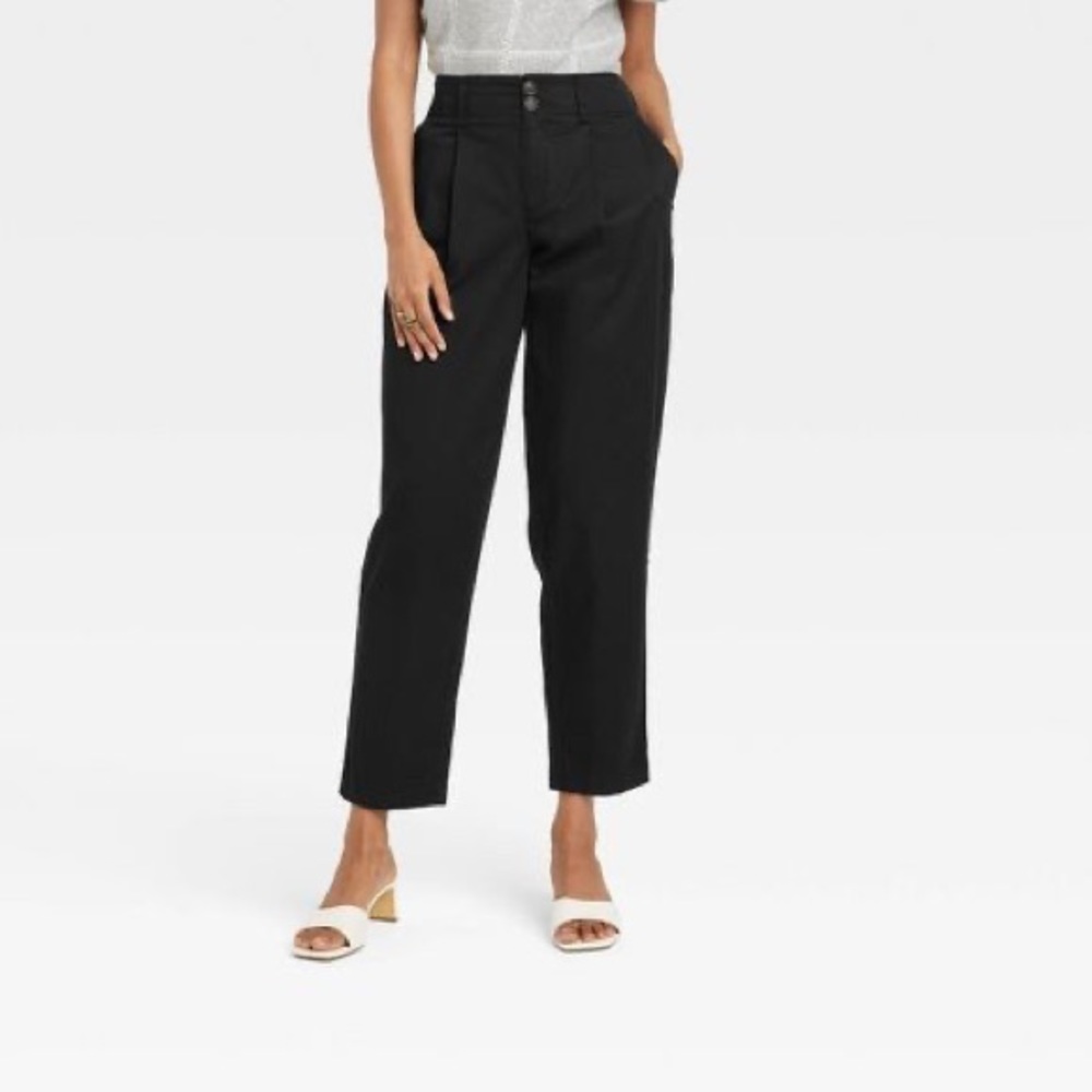 NWT A New Day pleated high waisted tapered chinos in black, size 8